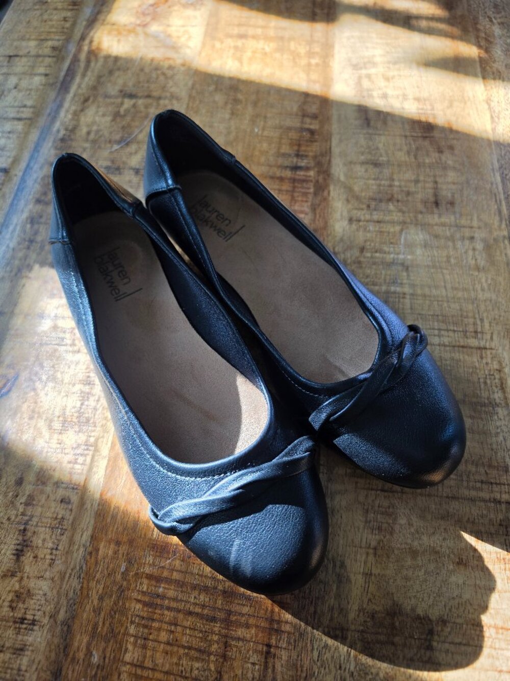 Lauren Blakwell Black Ballet Flats Bow Detail Size 8